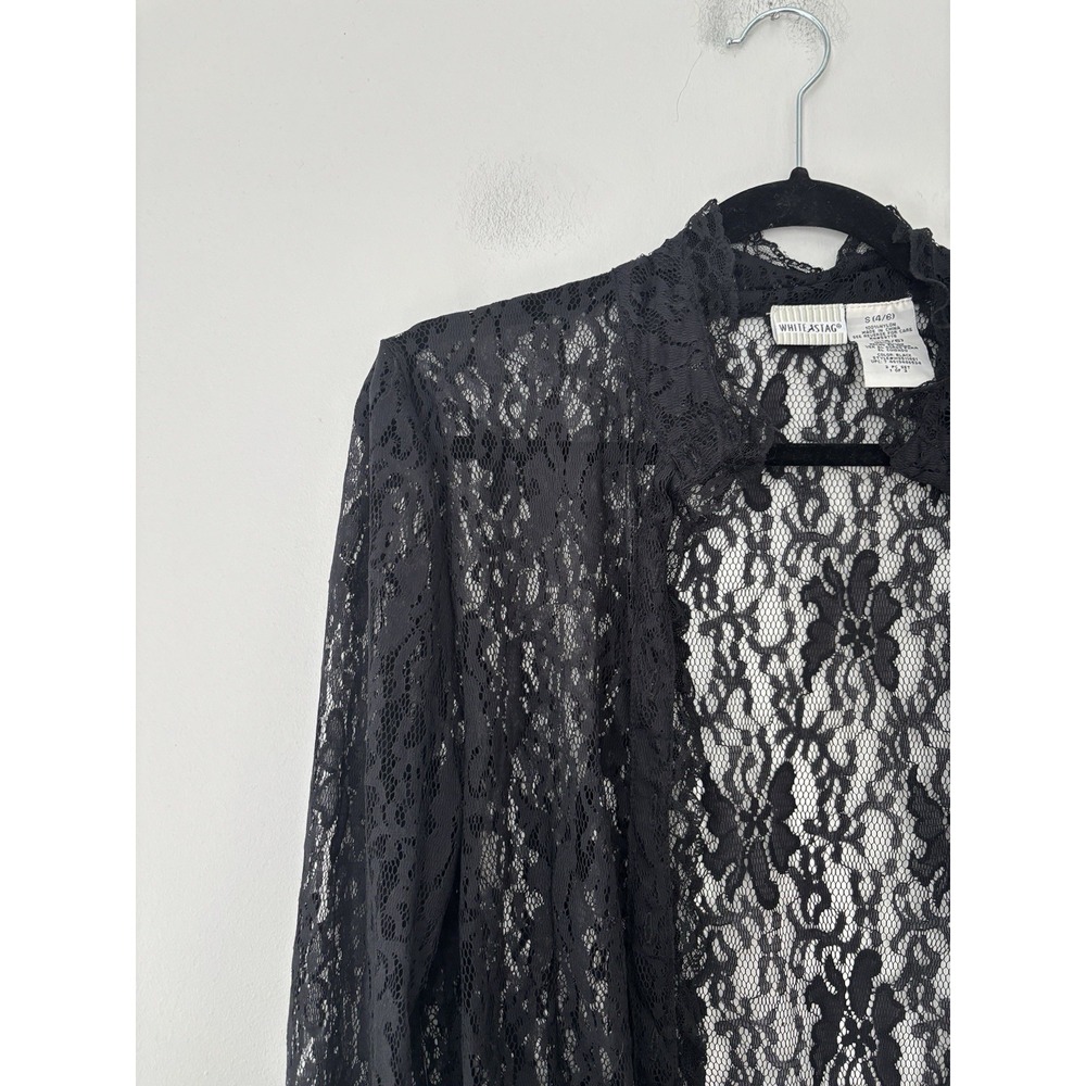 White Stag‎ Women's Vintage Lace Whimsigoth Victorian High Neck Open Blouse Sz S - Picture 2 of 11